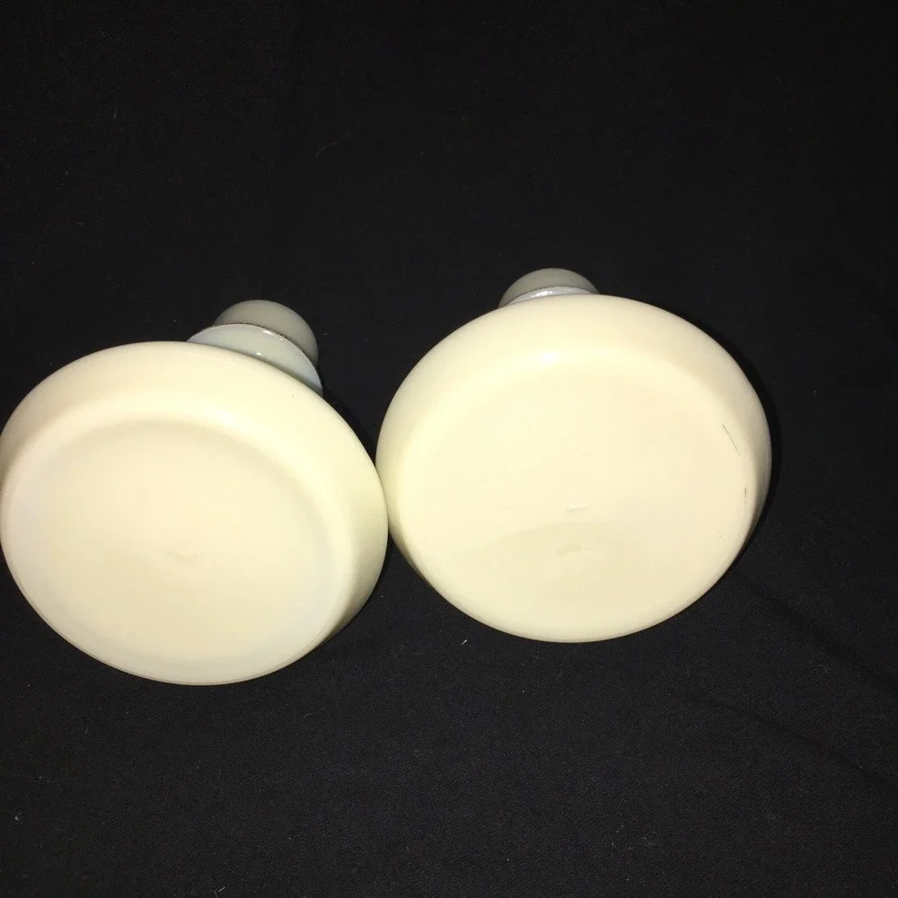 Vintage Pair Custard Glass with Gold accents Wheaton Ware Taper Candle Holders